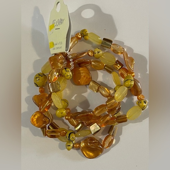 NWT Esmor Amber and Yellow Beaded Bracelet Set - Picture 2 of 3